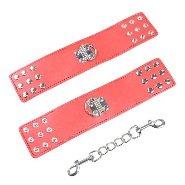 OHMAMA FETISH - RED HANDCUFFS WITH SNAP CLOSURE 4